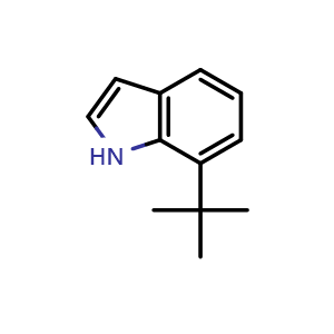 Chemical structure of 7-tert-butyl-1H-indole , CAS 480436-44-0, AChemBlock X215854