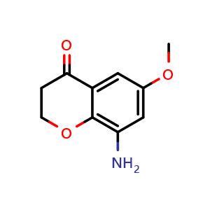 Chemical structure of 8-amino-6-methoxy-3,4-dihydro-2h-1-benzopyran-4-one , CAS 1336952-52-3, AChemBlock X215868