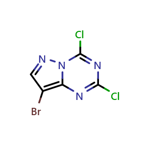 Chemical structure of 8-bromo-2,4-dichloro-pyrazolo[1,5-a][1,3,5]triazine , CAS 2734927-73-0, AChemBlock X215870