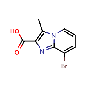 Chemical structure of 8-bromo-3-methylimidazo[1,2-a]pyridine-2-carboxylic acid , CAS 1159830-99-5, AChemBlock X215873
