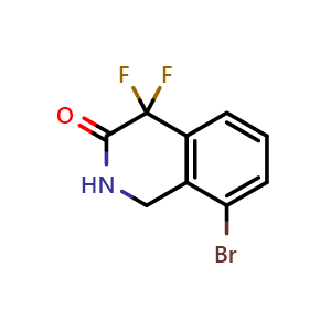 Chemical structure of 8-bromo-4,4-difluoro-1,2-dihydroisoquinolin-3-one , CAS 2940944-82-9, AChemBlock X215874