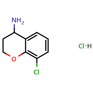 Chemical structure of 8-chloro-3,4-dihydro-2h-1-benzopyran-4-amine hydrochloride , CAS 191608-19-2, AChemBlock X215887