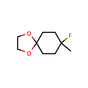 Chemical structure of 8-fluoro-8-methyl-1,4-dioxaspiro[4.5]decane , CAS 1374654-15-5, AChemBlock X215893