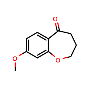 Chemical structure of 8-methoxy-2,3,4,5-tetrahydro-1-benzoxepin-5-one , CAS 98232-51-0, AChemBlock X215904