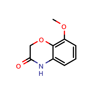 Chemical structure of 8-methoxy-3,4-dihydro-2H-1,4-benzoxazin-3-one , CAS 258532-71-7, AChemBlock X215906