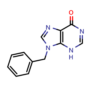 Chemical structure of 9-benzyl-6,9-dihydro-3H-purin-6-one , CAS 14013-11-7, AChemBlock X215923