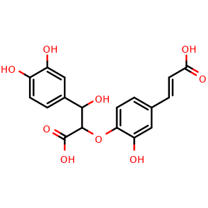 Chemical structure of alpha-[4-[(1E)-2-Carboxyethenyl]-2-hydroxyphenoxy]-beta,3,4-trihydroxybenzenepropanoic acid , CAS 285136-03-0, AChemBlock X215940