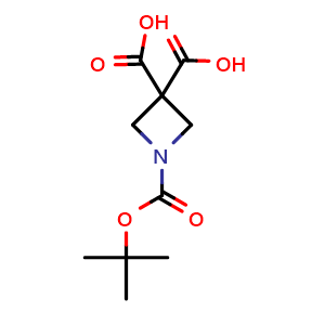 Chemical structure of Azetidine-1,3,3-tricarboxylic acid 1-tert-butyl ester , CAS 2260935-72-4, AChemBlock X215941