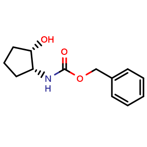 Chemical structure of benzyl (1r,2s)-2-hydroxycyclopentylcarbamate , CAS 221152-96-1, AChemBlock X215950