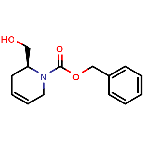 Chemical structure of benzyl (2S)-2-(hydroxymethyl)-1,2,3,6-tetrahydropyridine-1-carboxylate , CAS 1808097-71-3, AChemBlock X215955