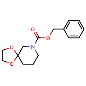 Chemical structure of benzyl 1,4-dioxa-7-azaspiro[4.5]decane-7-carboxylate , CAS 528594-63-0, AChemBlock X215967