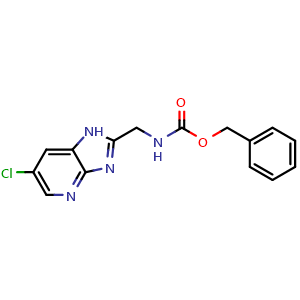 Chemical structure of benzyl N-({6-chloro-1H-imidazo[4,5-b]pyridin-2-yl}methyl)carbamate , CAS 2682112-93-0, AChemBlock X215996