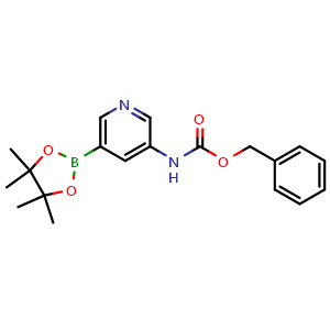 Chemical structure of benzyl N-[5-(4,4,5,5-tetramethyl-1,3,2-dioxaborolan-2-yl)pyridin-3-yl]carbamate , CAS 1218790-11-4, AChemBlock X216006