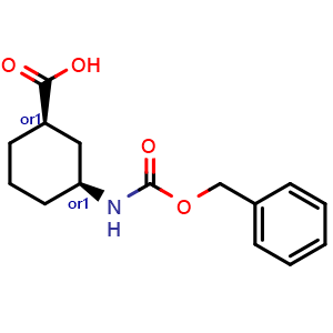 Chemical structure of cis-3-(benzyloxycarbonylamino)cyclohexanecarboxylic acid , CAS 952616-39-6, AChemBlock X216025