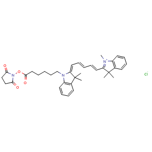 Chemical structure of Cyanine5 NHS ester , CAS 1032678-42-4, AChemBlock X216035