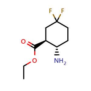 Chemical structure of ethyl (1S,2S)-2-amino-5,5-difluoro-cyclohexanecarboxylate , CAS 2306249-99-8, AChemBlock X216087