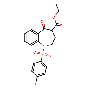 Chemical structure of ethyl 1-(4-methylbenzenesulfonyl)-5-oxo-2,3,4,5-tetrahydro-1H-1-benzazepine-4-carboxylate , CAS 54620-98-3, AChemBlock X216096