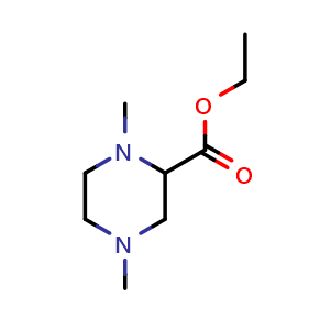 Chemical structure of Ethyl 1,4-dimethylpiperazine-2-carboxylate , CAS 90729-01-4, AChemBlock X216098