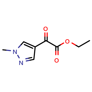 Chemical structure of ethyl 2-(1-methylpyrazol-4-yl)-2-oxo-acetate , CAS 1104227-37-3, AChemBlock X216111