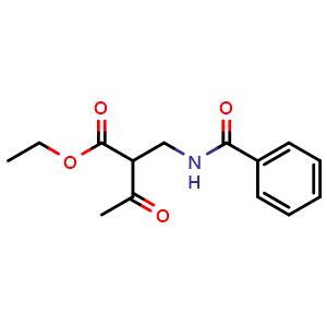 Chemical structure of Ethyl 2-(benzamidomethyl)-3-oxobutanoate , CAS 69396-18-5, AChemBlock X216120