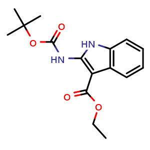 Chemical structure of ethyl 2-{[(tert-butoxy)carbonyl]amino}-1H-indole-3-carboxylate , CAS 1160995-04-9, AChemBlock X216130