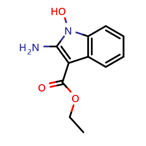 Chemical structure of ethyl 2-amino-1-hydroxy-1H-indole-3-carboxylate , CAS 65547-91-3, AChemBlock X216133