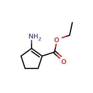 Chemical structure of ethyl 2-aminocyclopent-1-ene-1-carboxylate , CAS 7149-18-0, AChemBlock X216136