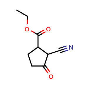 Chemical structure of ethyl 2-cyano-3-oxocyclopentanecarboxylate , CAS 72184-85-1, AChemBlock X216141
