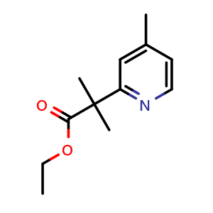 Chemical structure of ethyl 2-methyl-2-(4-methylpyridin-2-yl)propanoate , CAS 1396893-45-0, AChemBlock X216145