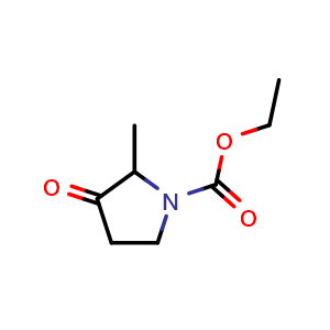 Chemical structure of ethyl 2-methyl-3-oxopyrrolidine-1-carboxylate , CAS 73193-55-2, AChemBlock X216146