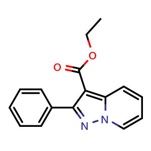 Chemical structure of ethyl 2-phenylpyrazolo[1,5-a]pyridine-3-carboxylate , CAS 51065-76-0, AChemBlock X216152