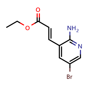 Chemical structure of ethyl 3-(2-amino-5-bromopyridin-3-yl)prop-2-enoate , CAS 943419-35-0, AChemBlock X216154