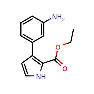 Chemical structure of ethyl 3-(3-aminophenyl)-1H-pyrrole-2-carboxylate , CAS 1499238-88-8, AChemBlock X216156