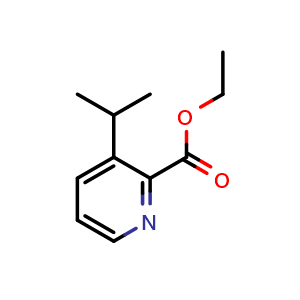 Chemical structure of ethyl 3-(propan-2-yl)pyridine-2-carboxylate , CAS 2119467-73-9, AChemBlock X216161