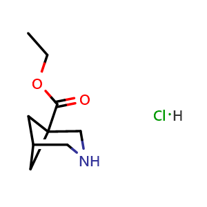 Chemical structure of ethyl 3-azabicyclo[3.1.1]heptane-1-carboxylate hydrochloride , CAS 2749556-17-8, AChemBlock X216170
