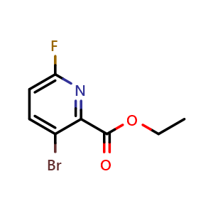 Chemical structure of ethyl 3-bromo-6-fluoropicolinate , CAS 1214377-16-8, AChemBlock X216172