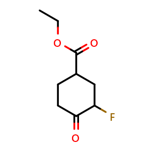 Chemical structure of ethyl 3-fluoro-4-oxo-cyclohexanecarboxylate , CAS 1644571-35-6, AChemBlock X216177