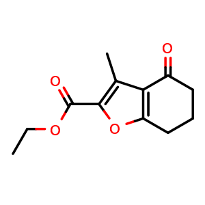 Chemical structure of ethyl 3-methyl-4-oxo-4,5,6,7-tetrahydro-1-benzofuran-2-carboxylate , CAS 108993-84-6, AChemBlock X216182