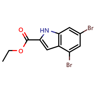 Chemical structure of ethyl 4,6-dibromo-1H-indole-2-carboxylate , CAS 704909-87-5, AChemBlock X216196