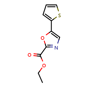 Chemical structure of ethyl 5-(thiophen-2-yl)oxazole-2-carboxylate , CAS 1807537-62-7, AChemBlock X216218