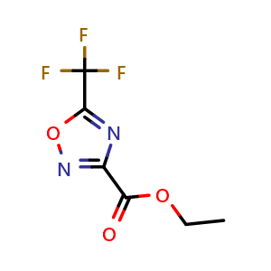 Chemical structure of ethyl 5-(trifluoromethyl)-1,2,4-oxadiazole-3-carboxylate , CAS 914773-13-0, AChemBlock X216219
