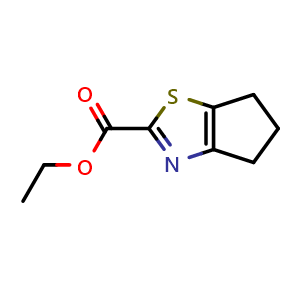 Chemical structure of ethyl 5,6-dihydro-4H-cyclopenta[d]thiazole-2-carboxylate , CAS 1044756-78-6, AChemBlock X216220