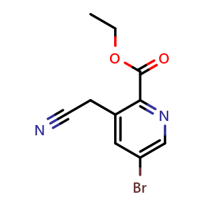 Chemical structure of ethyl 5-bromo-3-(cyanomethyl)pyridine-2-carboxylate , CAS 2940940-28-1, AChemBlock X216224