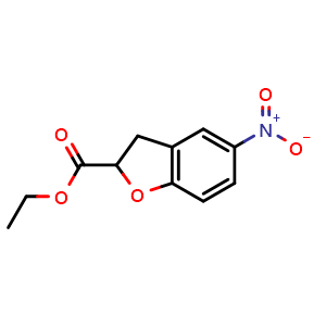 Chemical structure of ethyl 5-nitro-2,3-dihydro-1-benzofuran-2-carboxylate , CAS 1110727-49-5, AChemBlock X216236