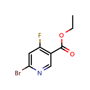 Chemical structure of ethyl 6-bromo-4-fluoropyridine-3-carboxylate , CAS 1805579-76-3, AChemBlock X216241