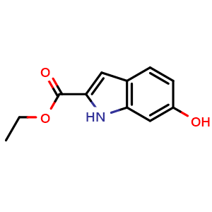Chemical structure of ethyl 6-hydroxy-1H-indole-2-carboxylate , CAS 15050-03-0, AChemBlock X216246