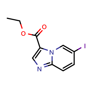 Chemical structure of ethyl 6-iodoimidazo[1,2-a]pyridine-3-carboxylate , CAS 705262-50-6, AChemBlock X216248