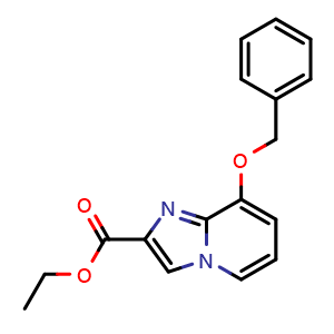 Chemical structure of ethyl 8-(benzyloxy)imidazo[1,2-a]pyridine-2-carboxylate , CAS 79707-07-6, AChemBlock X216255