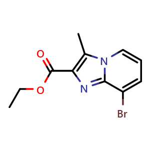 Chemical structure of ethyl 8-bromo-3-methylimidazo[1,2-a]pyridine-2-carboxylate , CAS 1352396-33-8, AChemBlock X216257