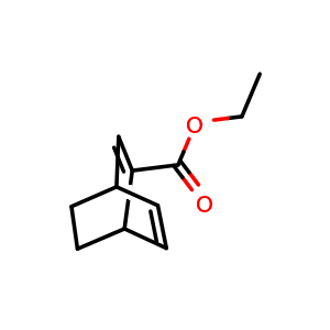 Chemical structure of ethyl bicyclo[2.2.2]octa-2,5-diene-2-carboxylate , CAS 39863-21-3, AChemBlock X216262